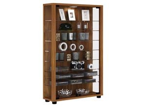 4059865113970 - Vitrinenschrank Glas Vitrine LED Standvitrine Wohnzimmer Schrank Nussbaum Dekor