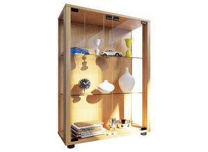 4059865114038 - Vitrinenschrank Glas Vitrine LED Standvitrine Wohnzimmer Schrank Buche Dekor