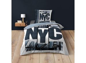 4059865151002 - 2tlg Motiv Bettwäsche New York 140x200cm Baumwolle Bettdecke Bettgarnitur Decke