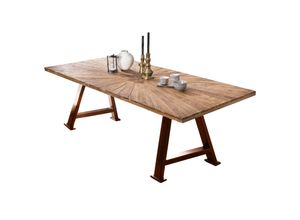 4059865156144 - Tisch 220x100 Teak Metall Holztisch Esstisch Speisetisch Küchentisch Esszimmer