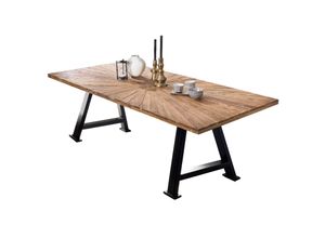 4059865156151 - Tisch 220x100 Teak Metall Holztisch Esstisch Speisetisch Küchentisch Esszimmer