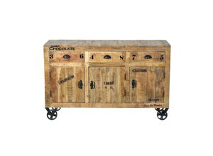 4059865162541 - Sideboard Rustic Mangoholz Kommode Wohnzimmer Esszimmer Schubladen Schrank