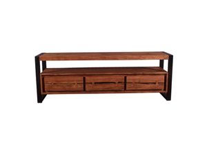 4059865164040 - Lowboard Natural Akazie Kommode Sideboard TV Fernseher Hifi Wohnzimmer Schrank