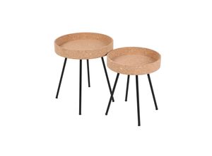 4059865171208 - 2er Set Beistelltisch Cork Couchtisch Wohnzimmertisch Sofatisch Kaffeetisch