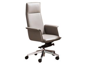 4059865176692 - Bürostuhl Echtleder Grau Drehstuhl Officestuhl Chefsessel Schreibtischstuhl