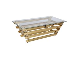 4059865177095 - Couchtisch 130x70cm gold Sofatisch Glas Tisch Beistelltisch Wohnzimmertisch