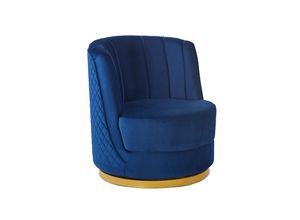 4059865177842 - Drehsessel Samt Dunkelblau Relaxsessel Polstersessel Ohrensessel Loungesessel