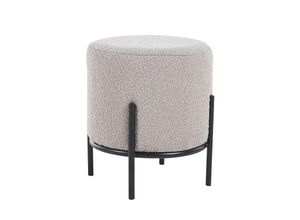 4059865183089 - Polsterhocker Ø35 cm Bouclé Stoff Taupe Sitzhocker Hocker Fußhocker Stoffhocker