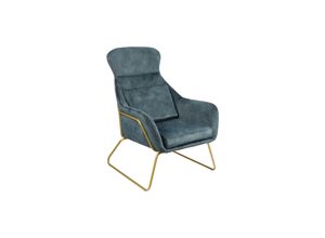 4059865183607 - Relaxsessel Samtvelours Blau Sessel Polstersessel Ohrensessel Loungesessel