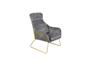 4059865183621 - Relaxsessel Samtvelours Grau Sessel Polstersessel Ohrensessel Loungesessel