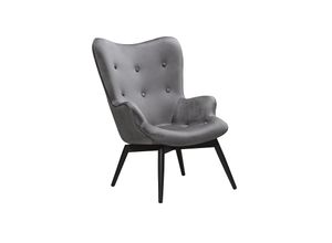 4059865184321 - Sessel Grau Samt Relaxsessel Polstersessel Ohrensessel Loungesessel