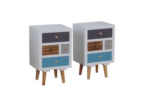 4059865352430 - 2x Nachttisch Holz Nachtschrank Nachtkonsole Schlafzimmer Möbel weiß bunt 4059865352430 - 2x Nachttisch Holz Nachtschrank Nachtkonsole Schlafzimmer Möbel weiß bunt