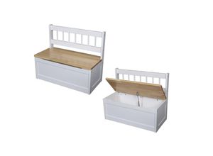 4059865396755 - 2er Set Holz Kinder Truhenbank Truhe Sitzbank Bank Spielkiste Kindermöbel weiß