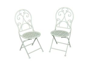 4059865396786 - 2er Set Metall Klappstuhl Balkon Stuhl Stühle Garten Balkon Vintage Landhaus