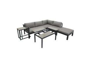 4059865396892 - 5tlg Alu Lounge Eckgruppe Garten Sitzgruppe Terrasse Tisch Sofa Couch grau