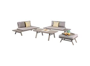 4059865460012 - Alu Sitzgarnitur Sitzgruppe Garten Lounge Set Gartenmöbel Massiv Tisch Sofa grau 4059865460012 - Alu Sitzgarnitur Sitzgruppe Garten Lounge Set Gartenmöbel Massiv Tisch Sofa grau