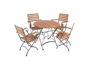 4059865544149 - Tischgruppe WIEN Set 14 5-tlg Garten Sitzgruppe Outdoor Braun Holz Metall Möbel