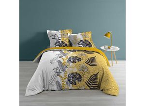 4059865548819 - 3tlg Wende Bettwäsche 240x220 Baumwolle Übergröße Bettdecke Bettbezug gelb 4059865548819 - 3tlg Wende Bettwäsche 240x220 Baumwolle Übergröße Bettdecke Bettbezug gelb