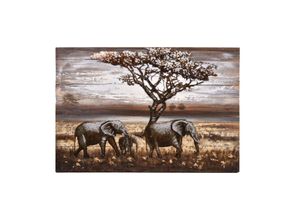 4059865632679 - 3D Metallbild Elefanten Metall Wandbild Retro Vintage Bild Bar Küche Wohnzimmer