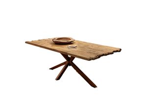 4059865679780 - Esstisch 240x100 Teak Metall Holztisch Esstisch Speisetisch Küchentisch Küche