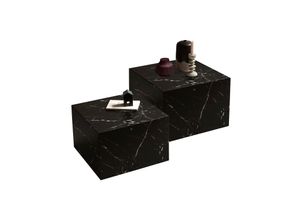 4059865701580 - 2er Set Couchtisch schwarz Marmor Optik Beistelltisch Wohnzimmertisch Sofatisch