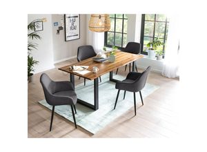4059865702594 - Essgruppe 5 tlg 160x85 cm Sitzgruppe Massivholz Essstuhl Esstisch Tisch Stuhl