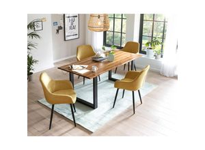 4059865702600 - Essgruppe 5 tlg 160x85 cm Sitzgruppe Massivholz Essstuhl Esstisch Tisch Stuhl