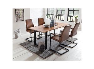 4059865702761 - Essgruppe 5 tlg 160x85 cm Sitzgruppe Massivholz Essstuhl Essstisch Stühle Tisch