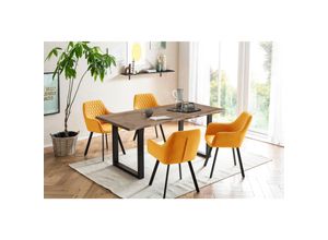 4059865702846 - Essgruppe 5 tlg 160x90 cm Sitzgruppe Massivholz Essstuhl Esstisch Tisch Stuhl