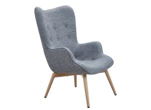 4059865708787 - Sessel grau Webstoff Relaxsessel Polstersessel Ohrensessel Loungesessel