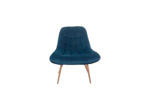 4059865708886 - Sessel XXL Samt blau Holzoptik Relaxsessel Polstersessel Loungesessel