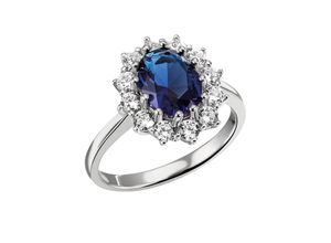 4059873041173 - Fingerring FIRETTI Schmuck Geschenk Silber 925 Silberring Lady D handgefertigt Fingerringe Gr 54 Silber 925 (Sterlingsilber) 21 mm blau (silberfarben saphirblau kristallweiß kristallweiß) Damen Fingerringe mit Glasstein Zirkonia (synth)