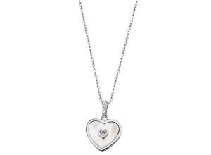 4059873733191 - Kette mit Anhänger FIRETTI Schmuck Geschenk Silber 925 Halsschmuck Halskette Ankerkette Herz Halsketten Gr Silber 925 (Sterlingsilber) Länge 45 cm Breite 1 mm weiß (silberfarben perlmuttfarben kristallweiß kristallweiß) Damen Ketten mit Anhänger