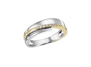 4059873916969 - Fingerring FIRETTI Schmuck Geschenk Silber 925 Silberring bicolor glitzernd Fingerringe Gr 54 Silber 925 (Sterlingsilber) 27 mm goldfarben (silberfarben gelbgoldfarben kristallweiß kristallweiß) Damen Fingerringe mit Zirkonia (synth)