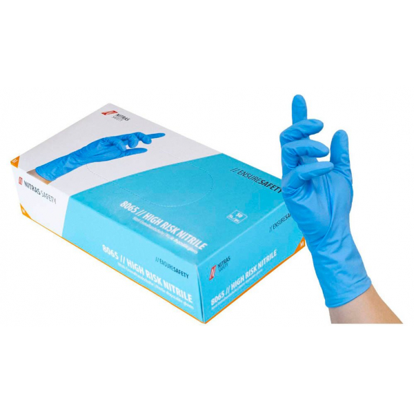 4059904188945 - unisex Einmalhandschuhe HIGH RISK NITRILE blau Größe M 4059904188945 50 Stück