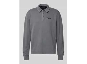 4059919581809 - Longsleeve mit Polokragen und Logo-Stitching