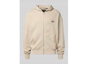 4059919584275 - Oversized Sweatjacke mit Kapuze und Logo-Stitching