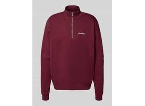 4059919590924 - Oversized Sweatshirt mit Logo-Stitching und Troyer-Kragen