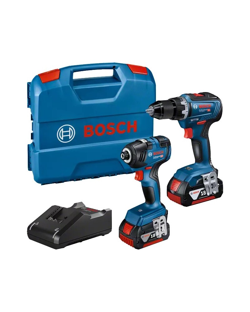 4059952596716 - AKTION BOSCH Professional GDR 18V-200 + GSR 18V-55 Akku-Drehschlagschrauber-Set 2x 180 V mit 2 Akkus mit Prämie nach Registrierung 06019J210