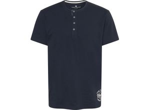 4059995056147 - TOM TAILOR Henley-Schlafshirt Logo-Print uni für Herren blau 52