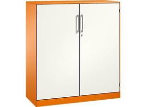 4060061145870 - Flügeltürenschrank ASISTO C 3000 3 Ordnerhöhen B 1200 mm orange weiß