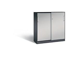 4060061313668 - C+P Schiebetürenschrank Asisto H1310xB1200xT435mm Korpus Schwarzgrau Fronten Weißaluminium Anzahl Fächer 2