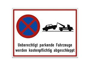 4060081011551 - moedel Hinweisschild „Unberechtigt parkende Fahrzeuge werden kostenpflichtig abgeschleppt“ L 300 x B 400 mm Aluminium mehrfarbig