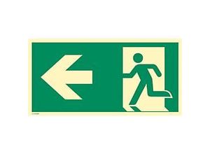 4060081027606 - moedel Fluchtwegschild „Notausgang links Pfeil links“ nach ISO 7010 E001 Aluminium 18 mm langnachleuchtend B 594 x H 297 mm