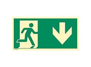 4060081036295 - moedel Fluchtwegschild „Notausgang rechts Pfeil unten“ nach ISO 7010 E002 Aluminium 06 mm langnachleuchtend B 297 x H 148 mm