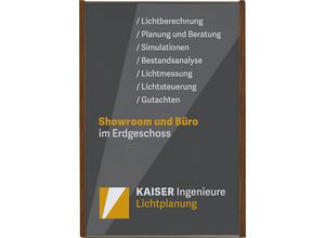 4060081710980 - moedel Wandschild LMH DIN A3 Hochformat Holz- und Aluminiumrahmen Klebe- oder Schraubmontage B 3085 x H 4225 mm bronze Nussbaum