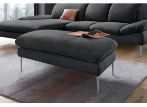 4060087042870 - Hocker WSCHILLIG enjoy&MORE Gr B H T 106 cm x 45 cm x 71 cm Longlife Xtra-Leder Z59 schwarz (schwarz z59) W Schillig Füße silber matt Breite 106 cm