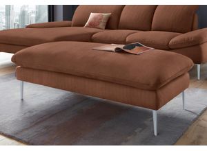 4060087042948 - Hocker WSCHILLIG enjoy&MORE Gr B H T 151 cm x 45 cm x 71 cm Chenille-Flachgewebe R66 braun (copper r66) W Schillig Füße silber matt Breite 151 cm