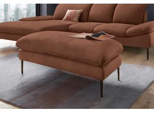 4060087044768 - Hocker WSCHILLIG enjoy&MORE Gr B H T 106 cm x 45 cm x 71 cm Chenille-Flachgewebe R66 braun (copper r66) W Schillig Füße bronze pulverbeschichtet Breite 106 cm