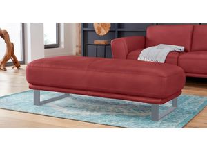 4060087152302 - Hocker WSCHILLIG montanaa Gr B H T 141 cm x 42 cm x 61 cm Longlife Xtra-Leder Z59 rot (ruby red z59) W Schillig mit Metallkufen in Silber matt Breite 141 cm